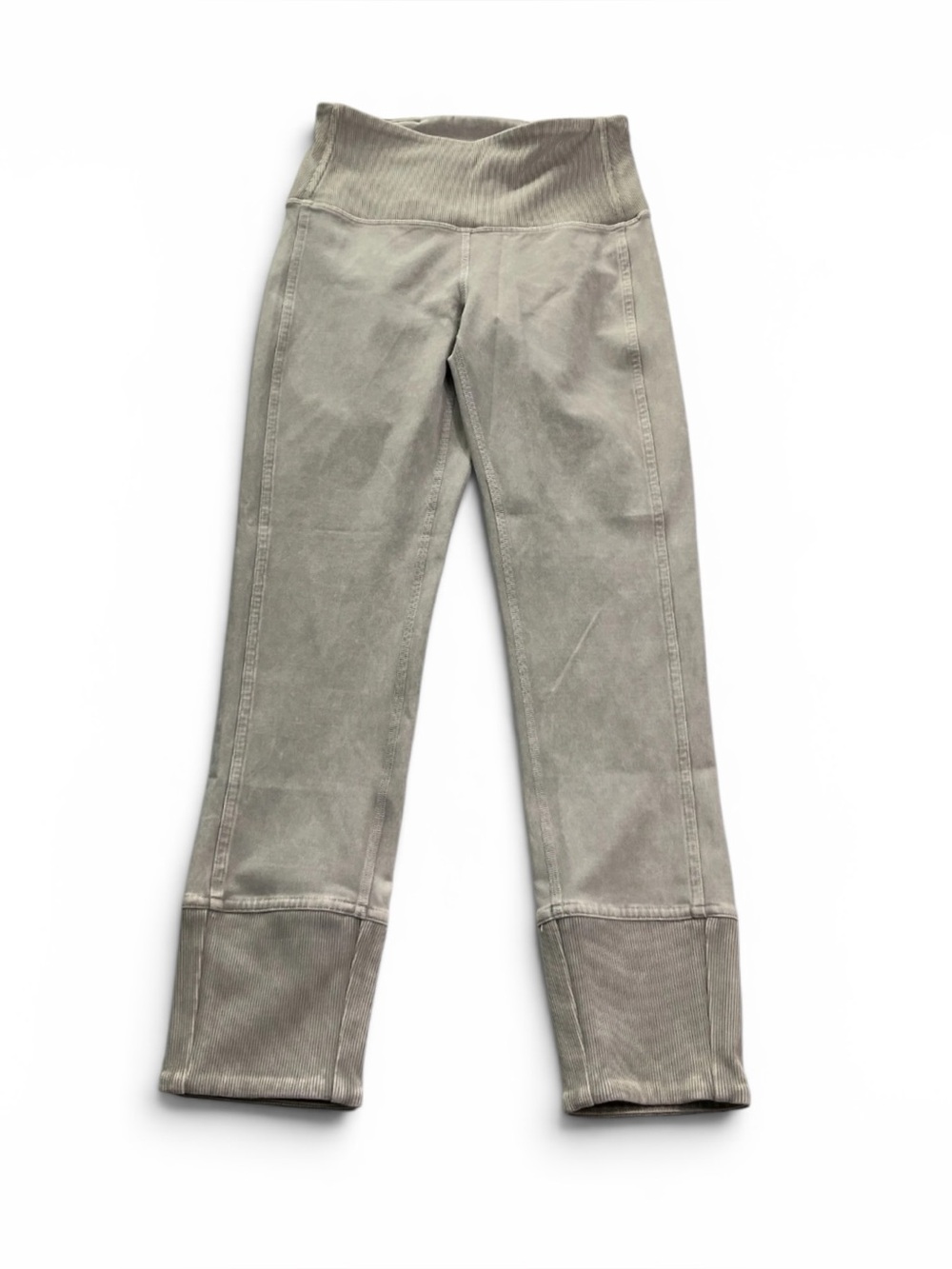 Lululemon Wunder Under Ribbed Cropped Leggings Washed Clay Gray Breathable 2
